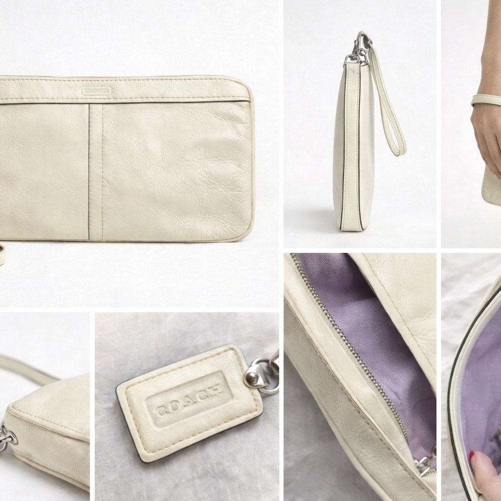 Coach Off-White Leather Wristlet